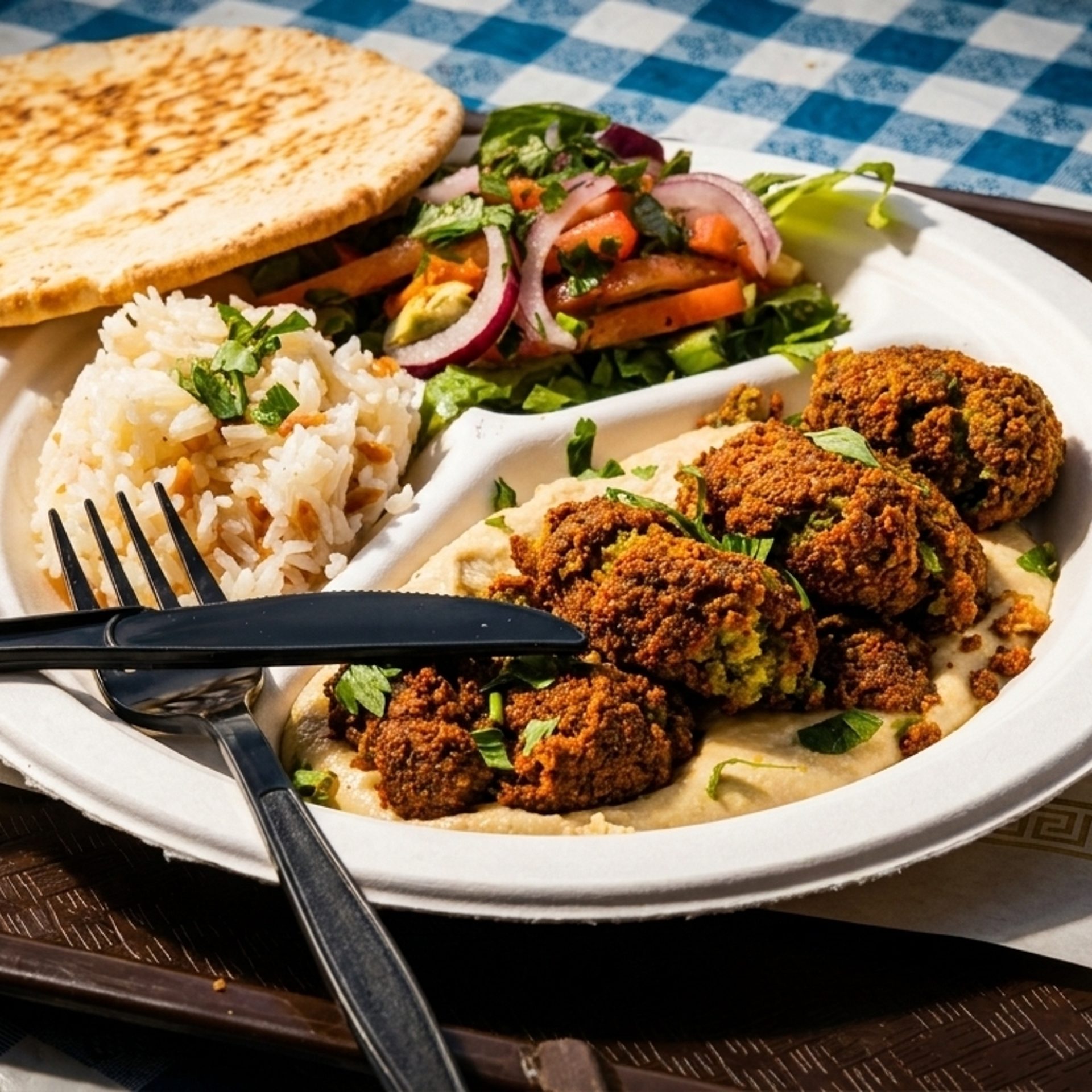 Falafel, Hummus, Chicken Adana